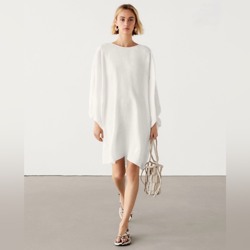 Massimo Dutti Linen ivory Women's Relaxed Shift Dress